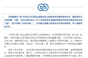 进出口银行：出台专项方案 培育民营企业世界
经贸合作和竞争新优势